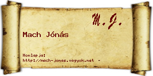 Mach Jónás névjegykártya